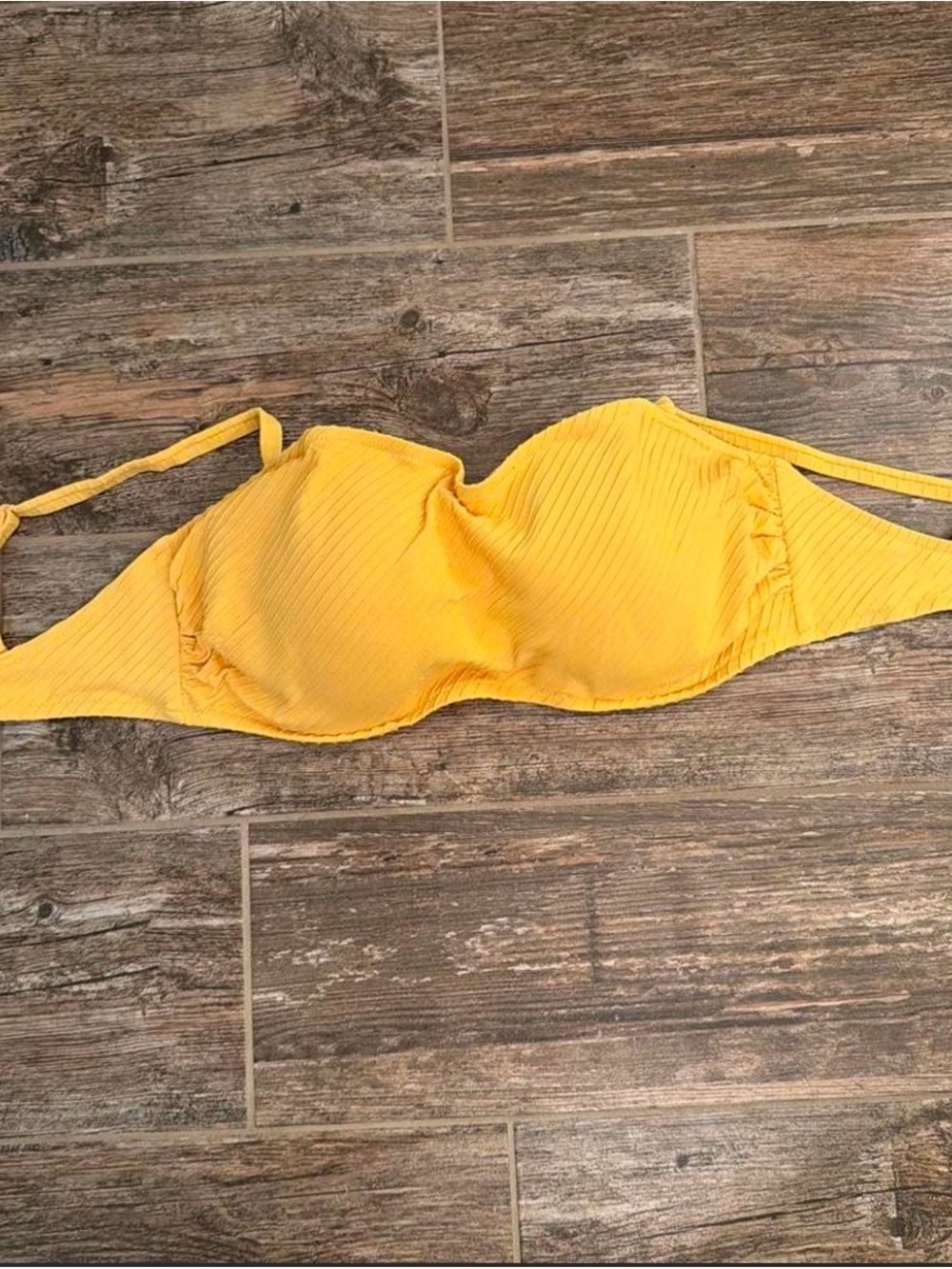 Shade & Shore Bright Yellow Ribbed Underwire Bikini Top